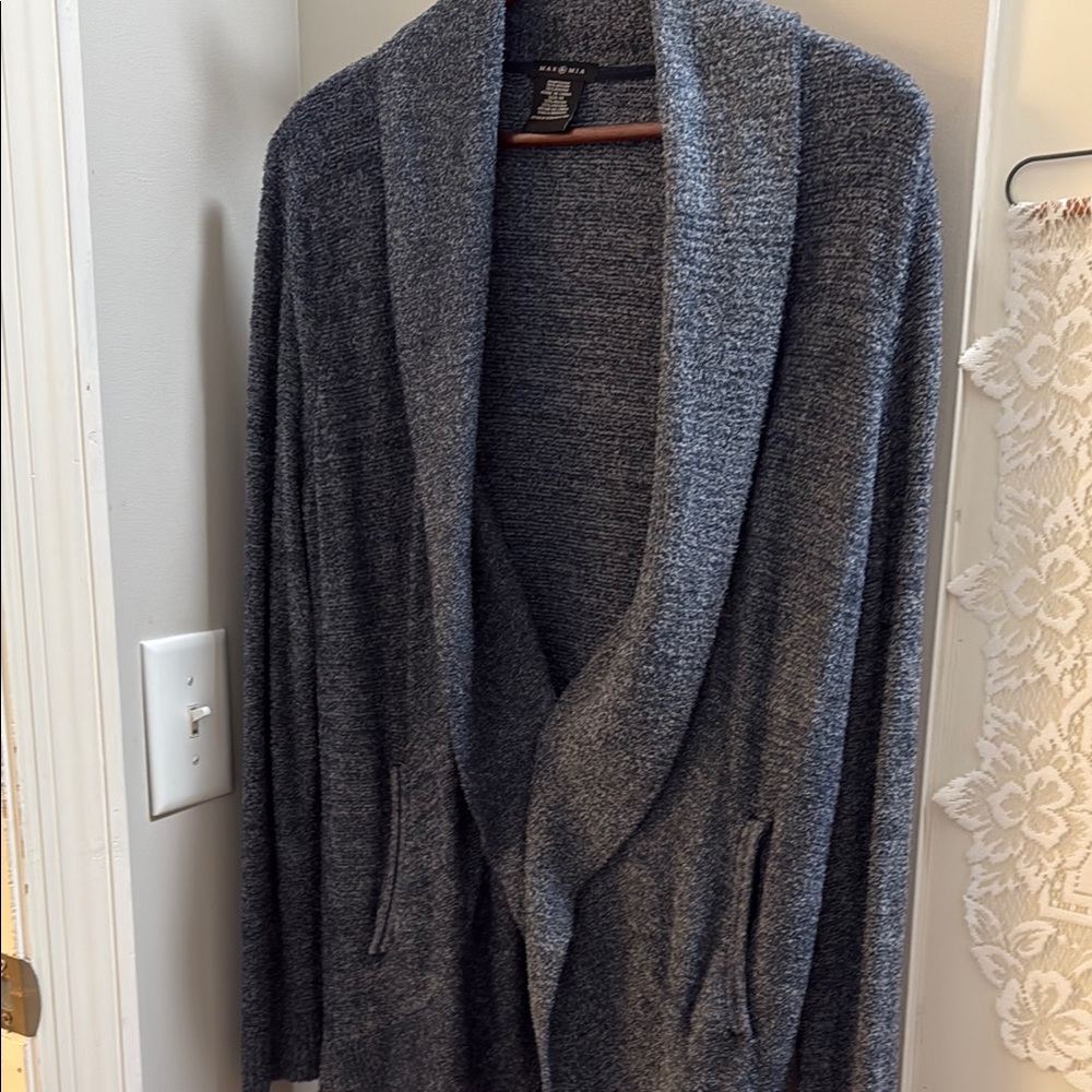 Max & Mia Blue Shawl Collar Cardigan